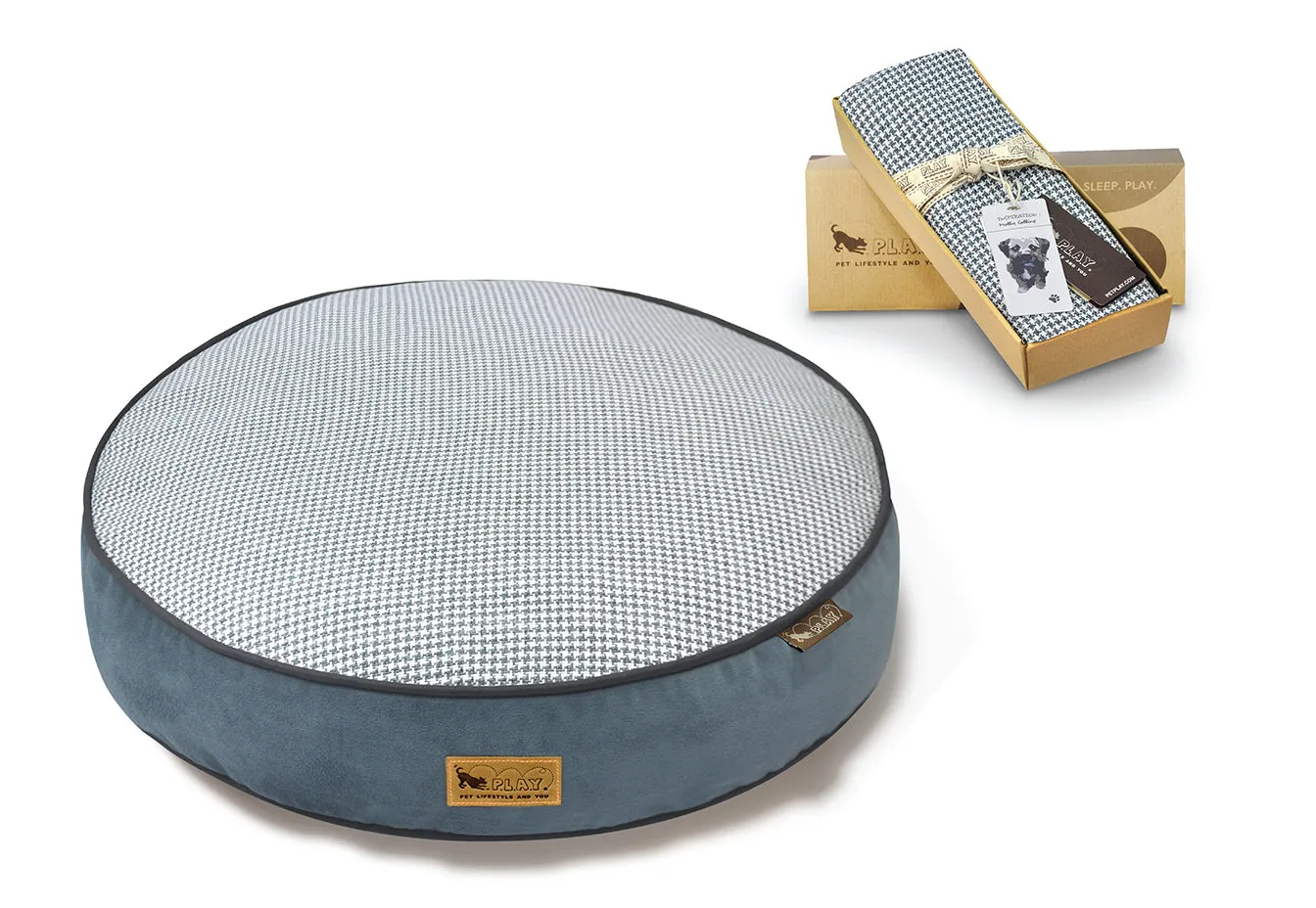P.L.A.Y. Houndstooth överdrag hundbädd tvättbart