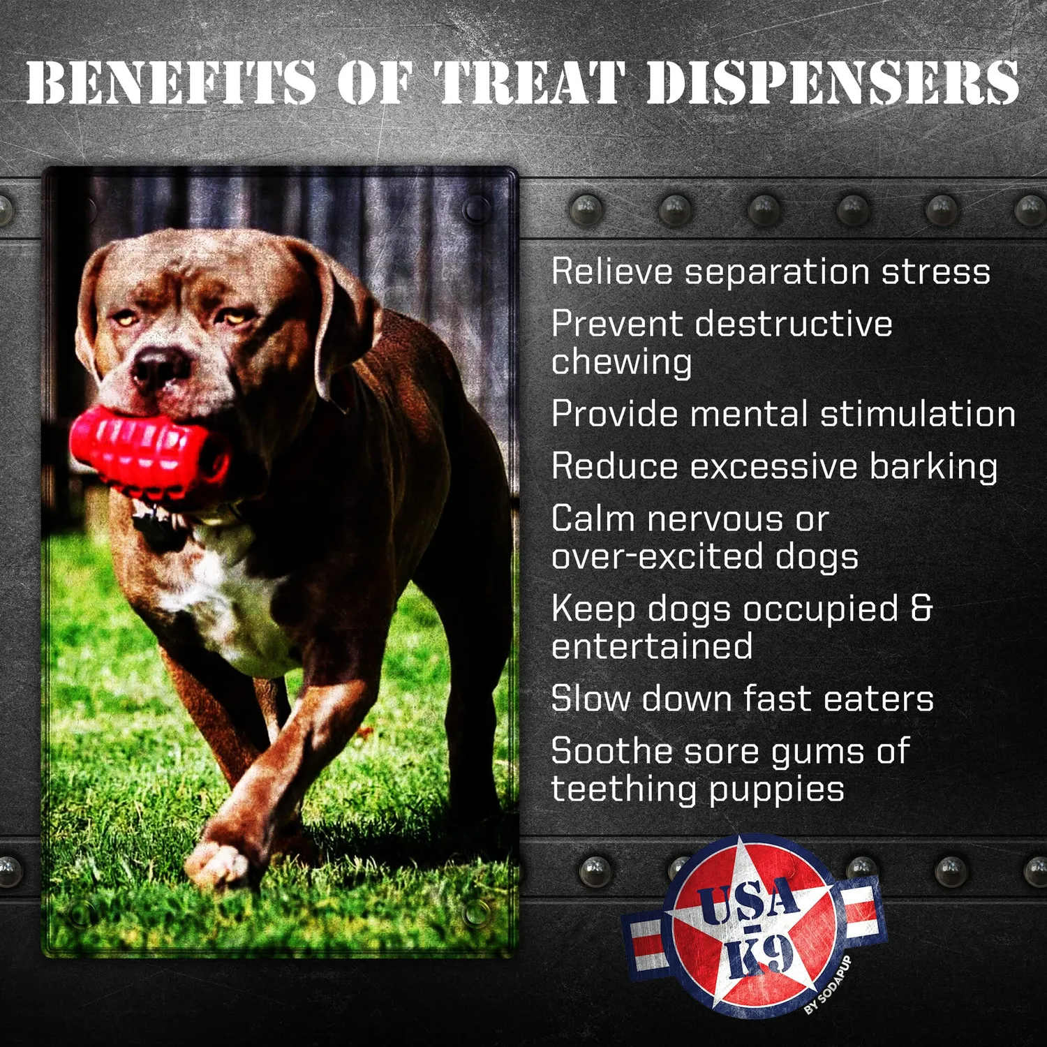 SodaPup USA-K9 Grenade tuggleksak gummi medium röd