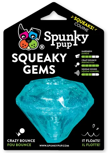 Spunky Pup Squeaky Gems Diamond hundleksak bla med pip