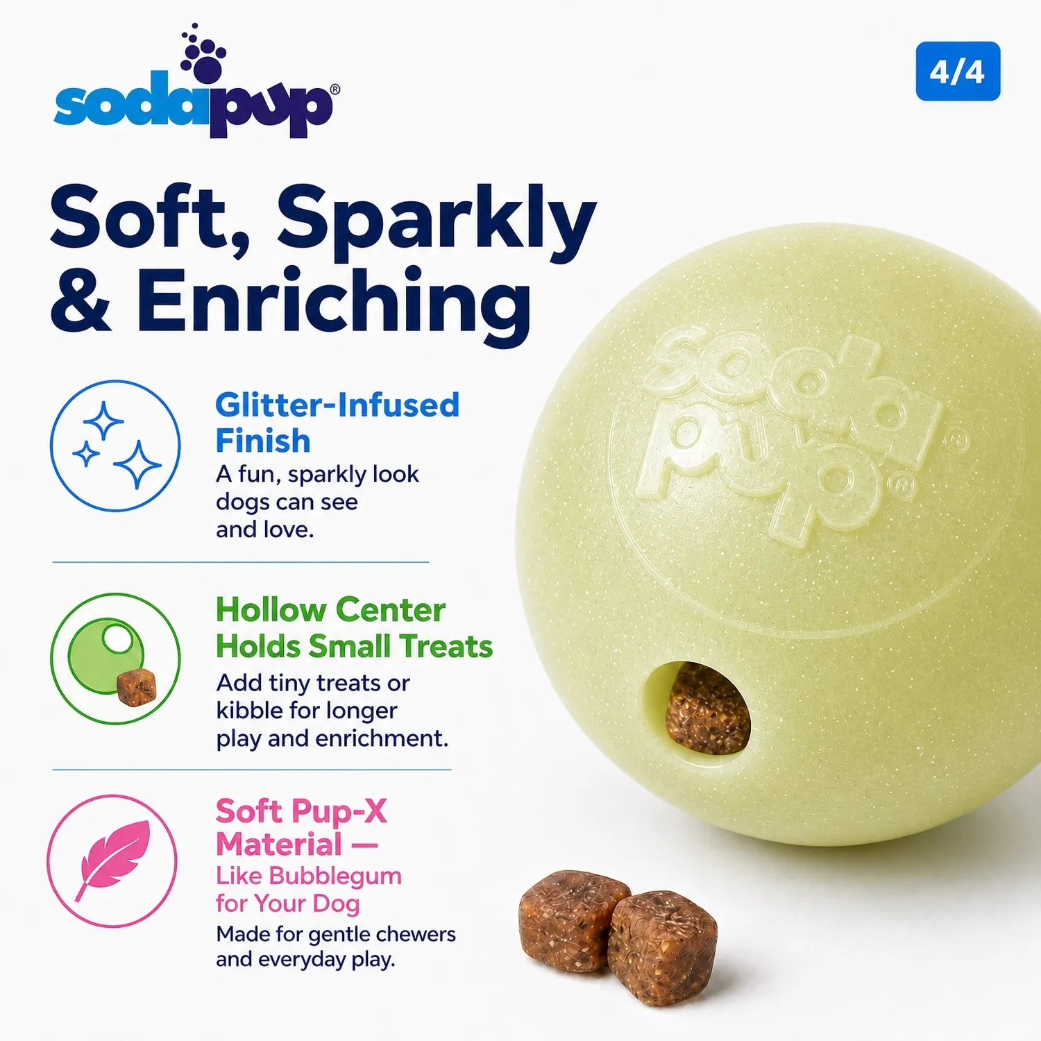 SodaPup Glitter Ball boll 2-pack självlysande mjuk