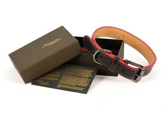 P.L.A.Y. Napoli halsband nappaläder svart röd