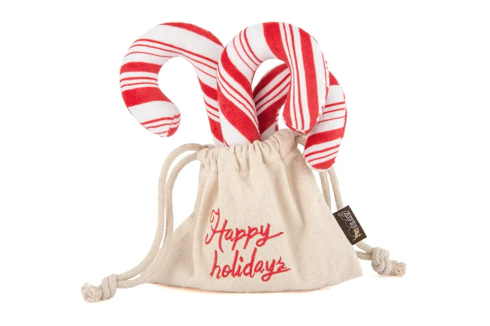 P.L.A.Y. Holiday Classic Cheerful Candy Canes hundleksak 3-pack pip