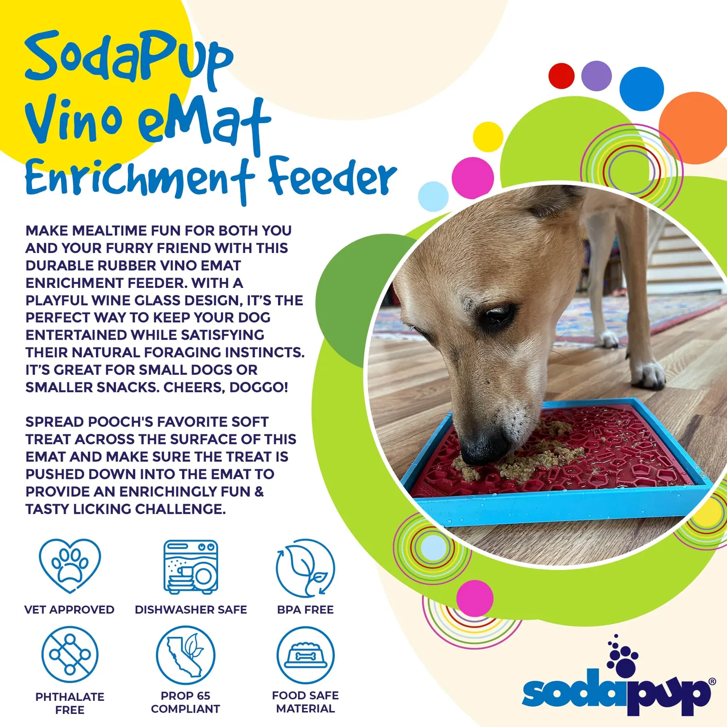 SodaPup Vino eMat slickmatta röd 20x20 cm lugnande