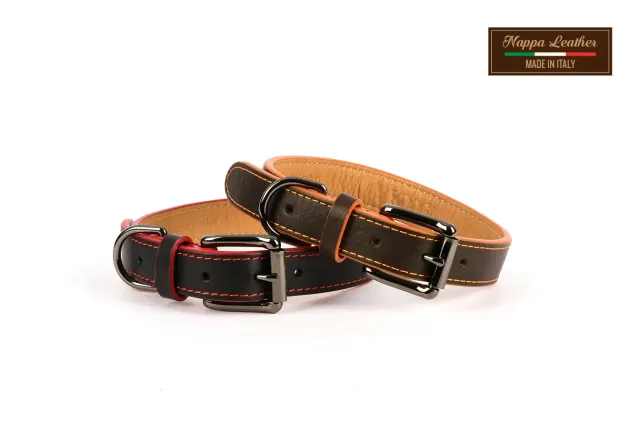 P.L.A.Y. Napoli halsband nappaläder svart röd