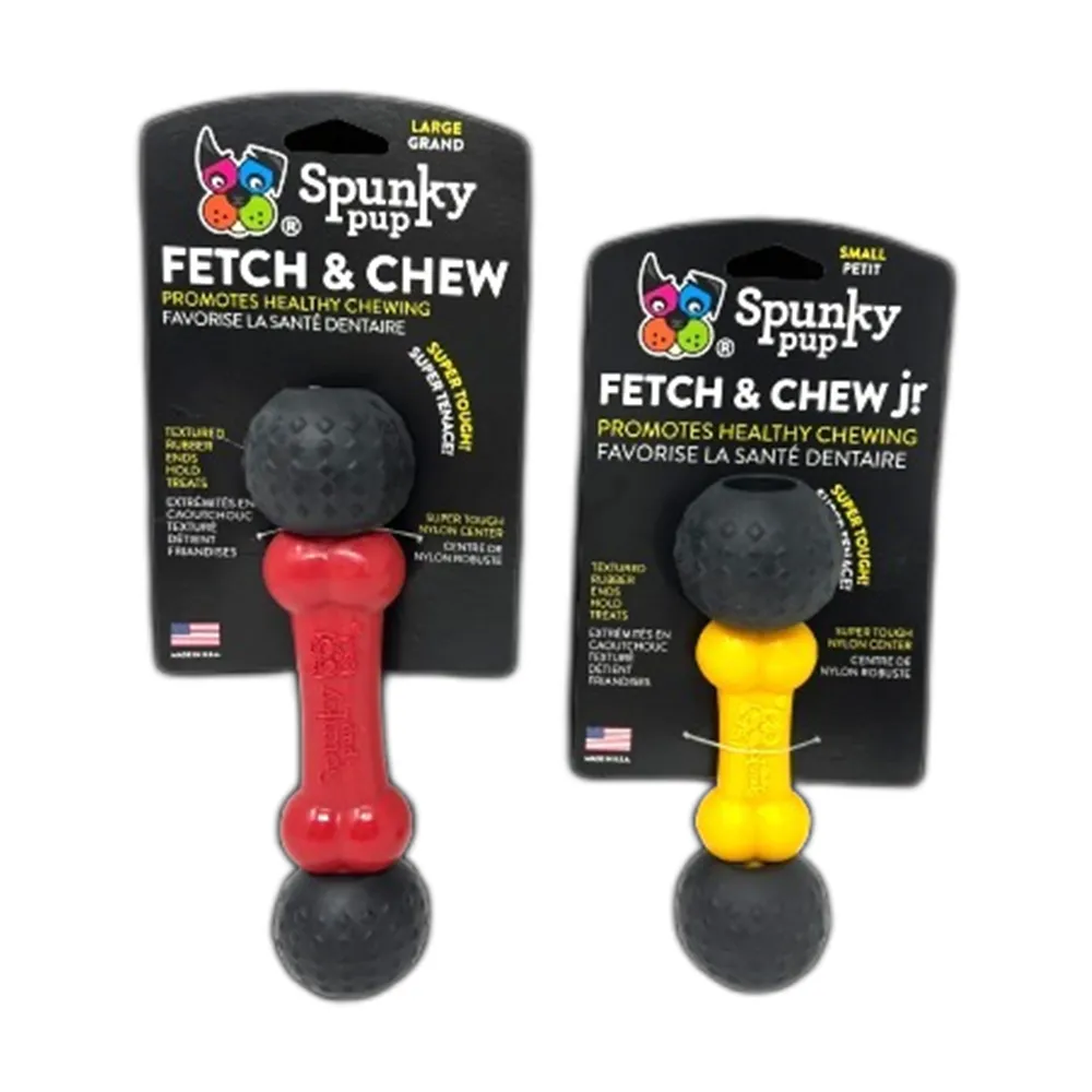 Spunky Pup Fetch & Chew tuggben small röd
