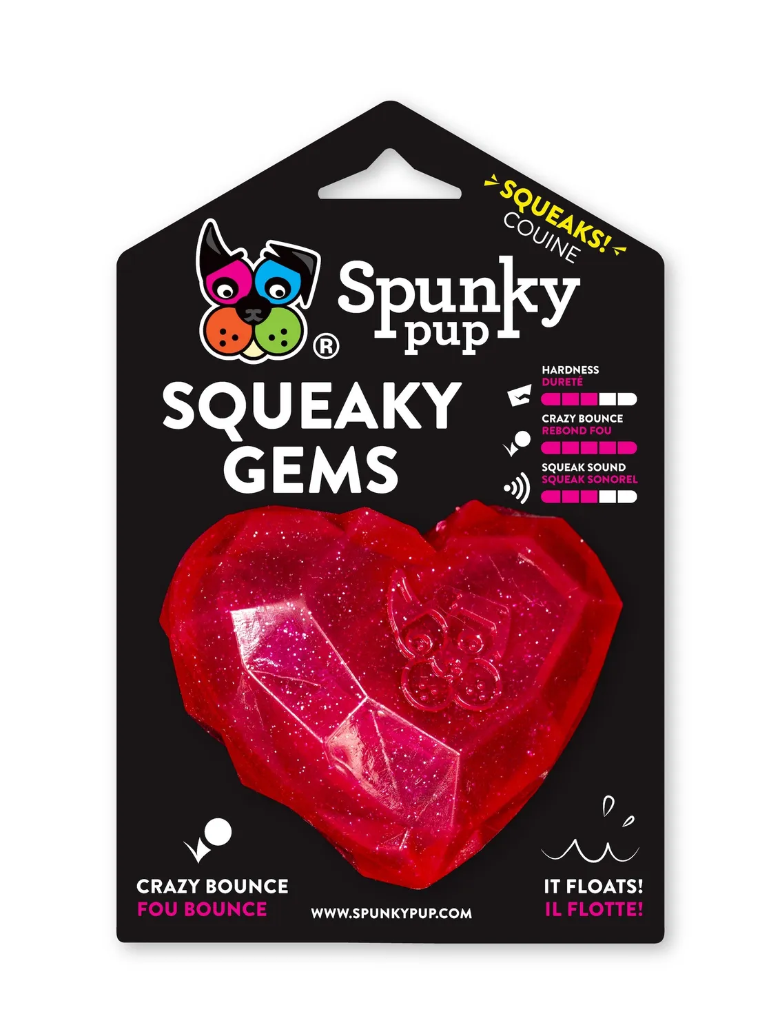 Spunky Pup Squeaky Gems Diamond hundleksak bla med pip