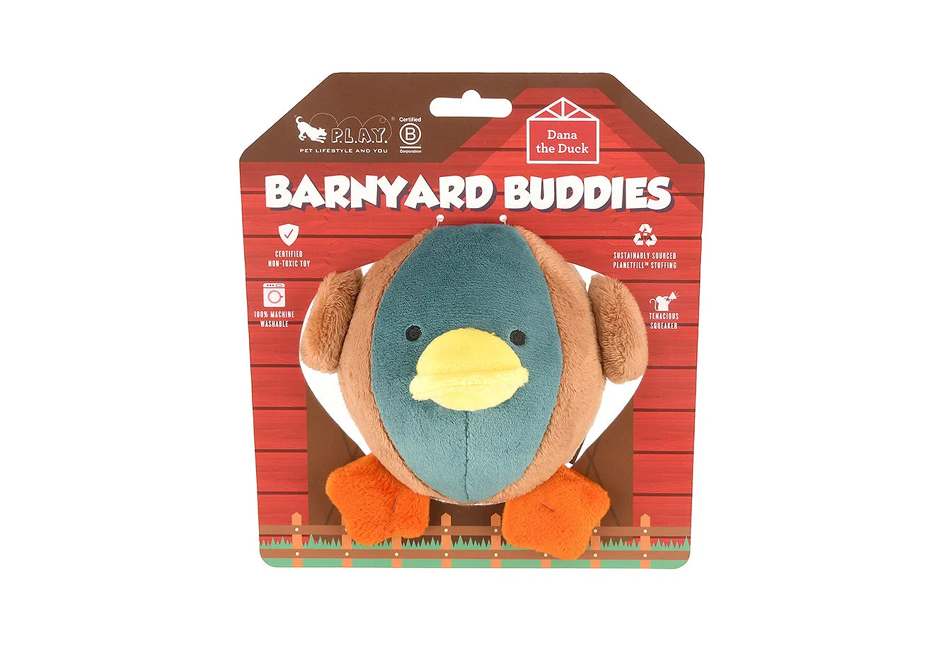 P.L.A.Y. Barnyard Buddies Dana the Duck hundleksak large med pip