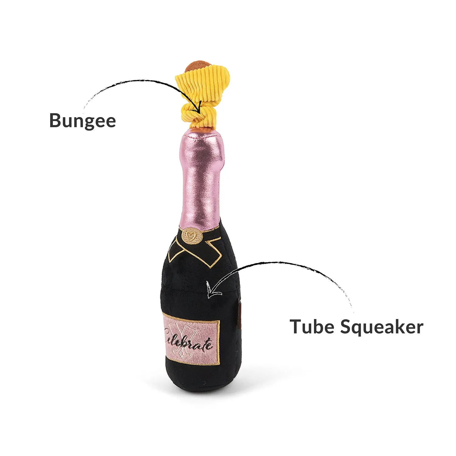 P.L.A.Y. Puppin' Champagne hundleksak med pip och dragsnöre