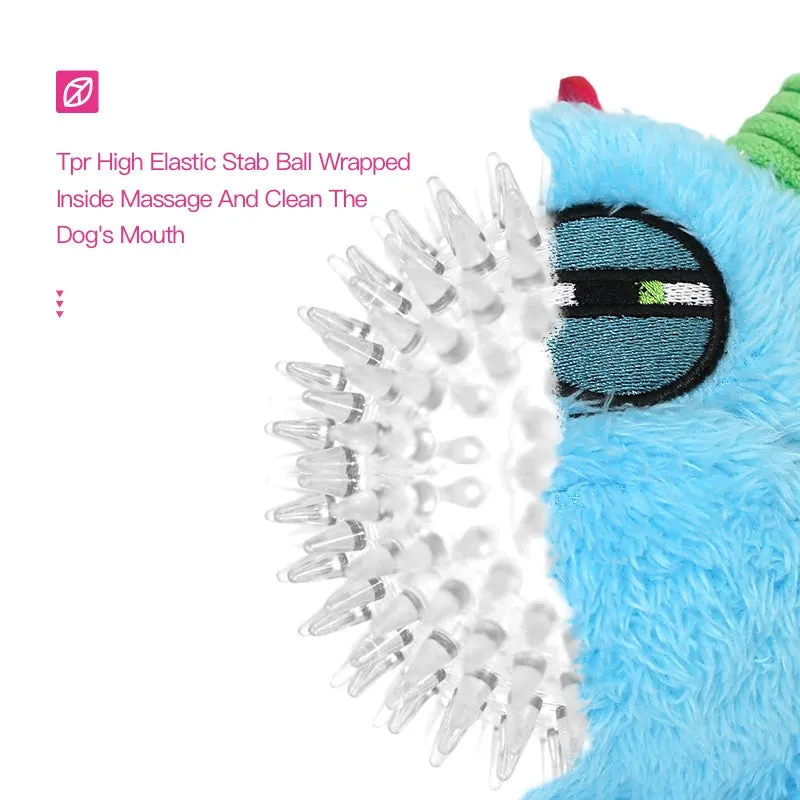 Pawtato Monster boll hundleksak blå 12 cm med pip