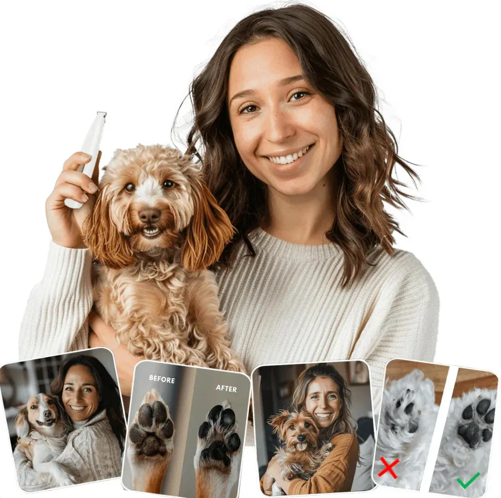 Pawtato tass-trimmer hund vit med LED 18 mm