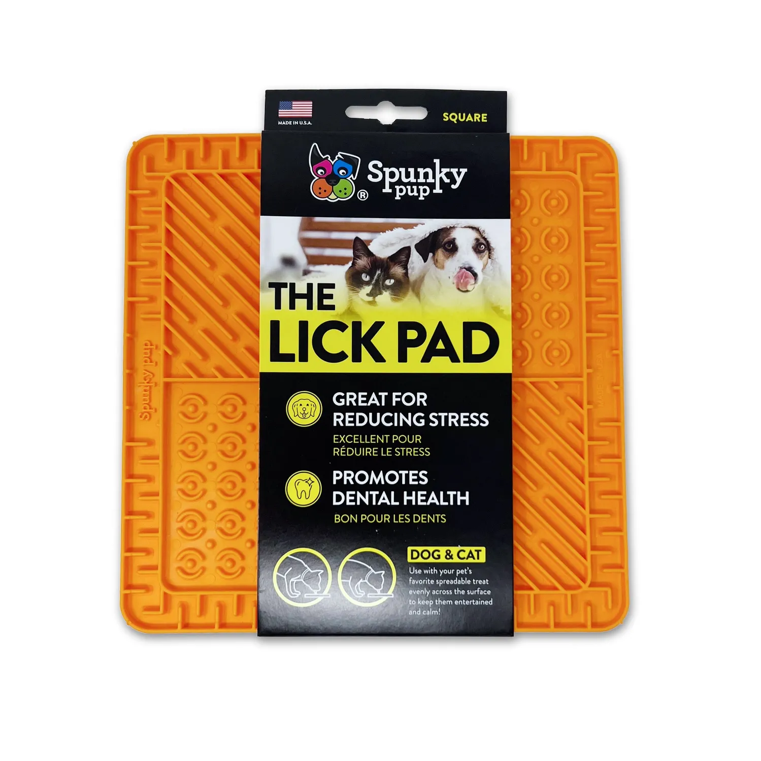 Spunky Pup Lick Pads slickmatta Square orange