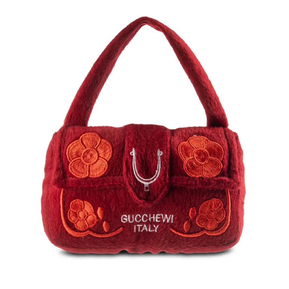 Dog Diggin Designs Gucchewi Red Floral Purse mjukleksak