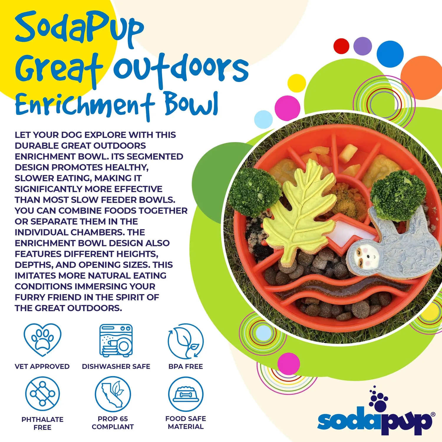 SodaPup Great Outdoors eBowl slow feeder orange 4 cups