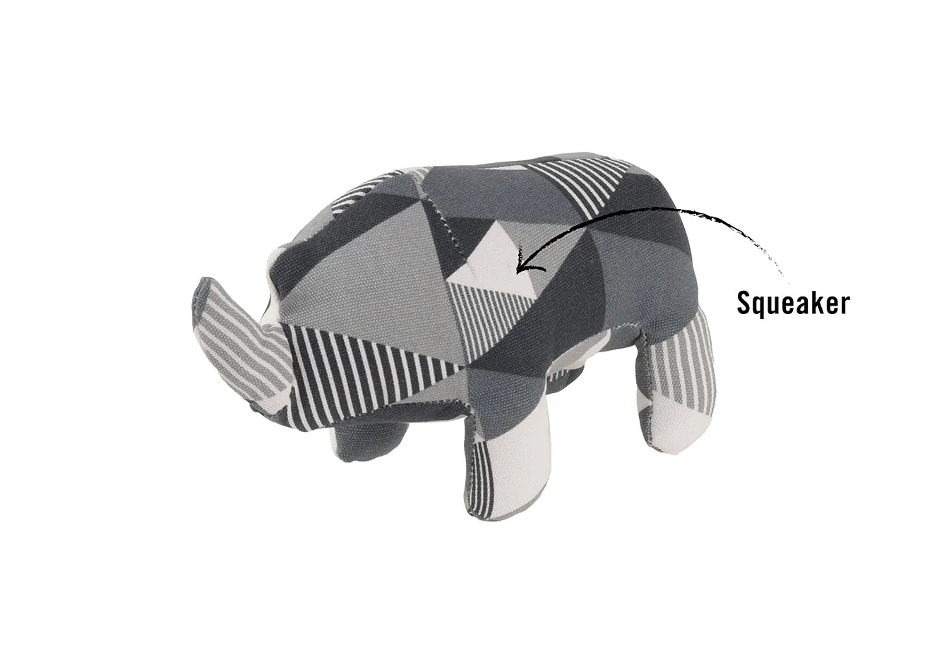 P.L.A.Y. Rhino Pal hundleksak i bomullscanvas medium/large