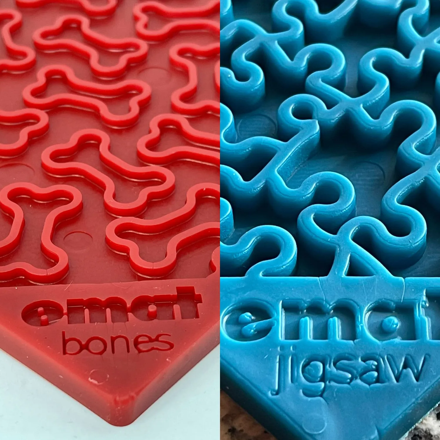 SodaPup Jigsaw Bones slickmatta 2-pack blå röd