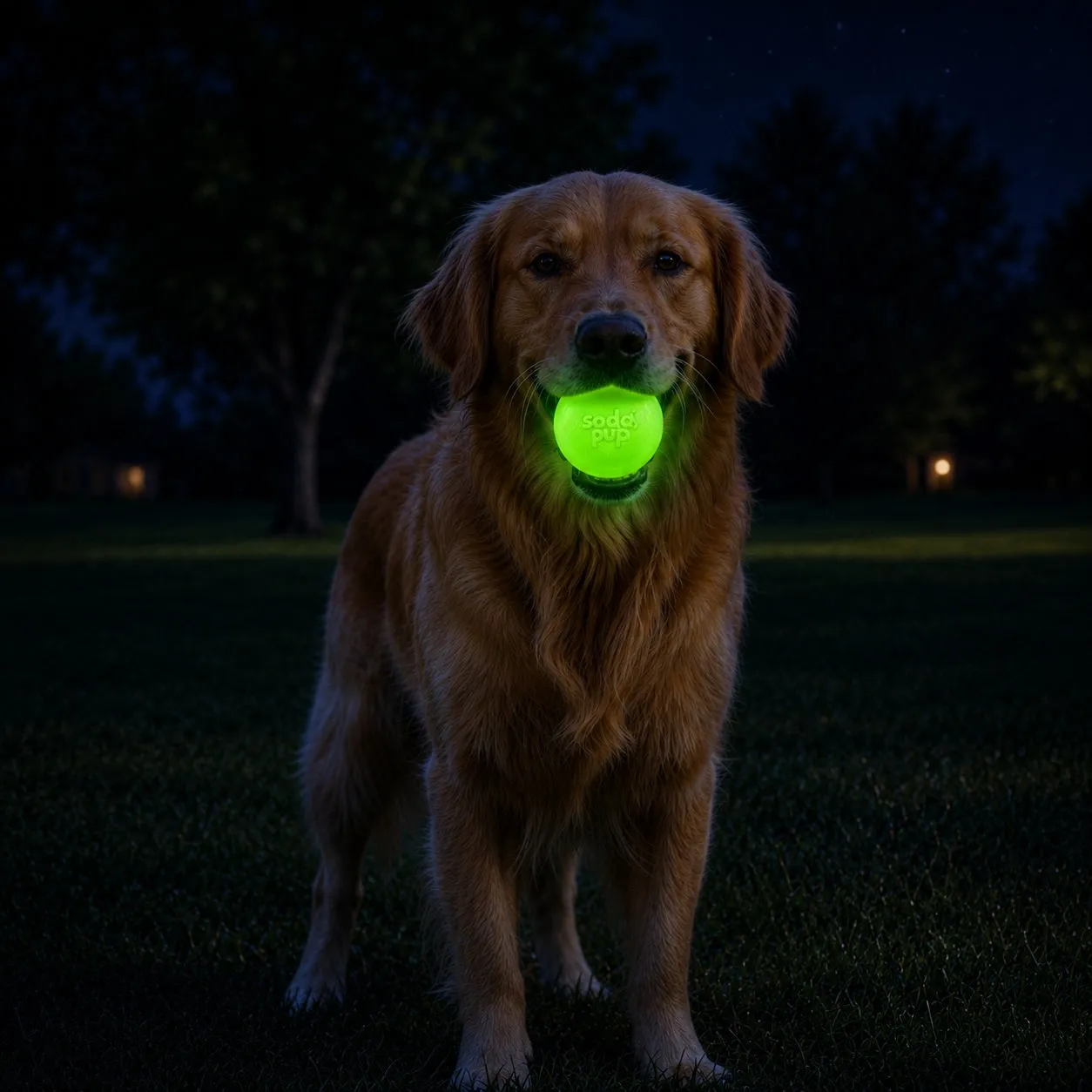SodaPup Squeak Ball pipboll medium glow in the dark