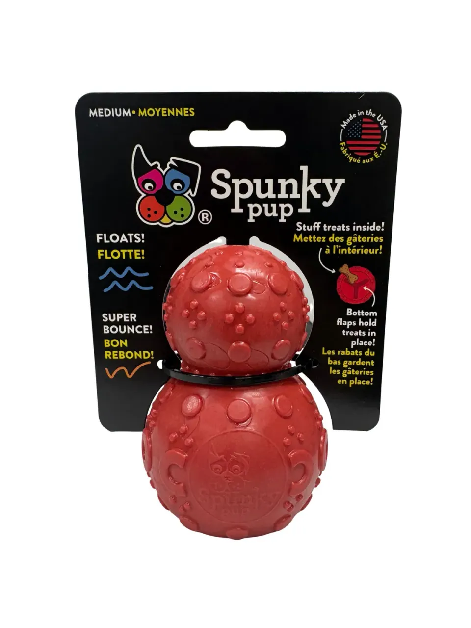 Spunky Pup Rubber Bounce godisgömma medium gummi