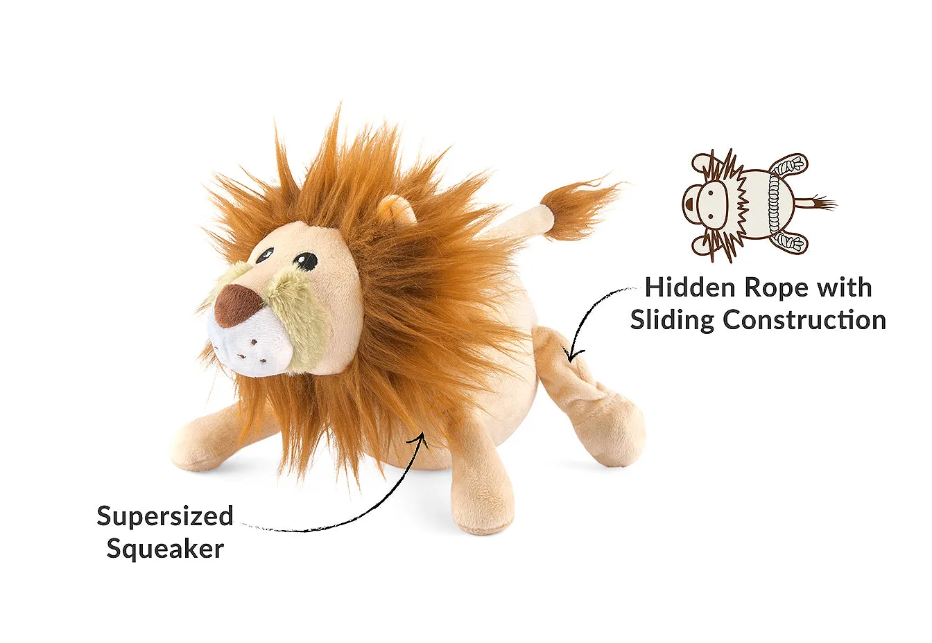 P.L.A.Y. Big Five of Africa Lion hundleksak stor brun med pip