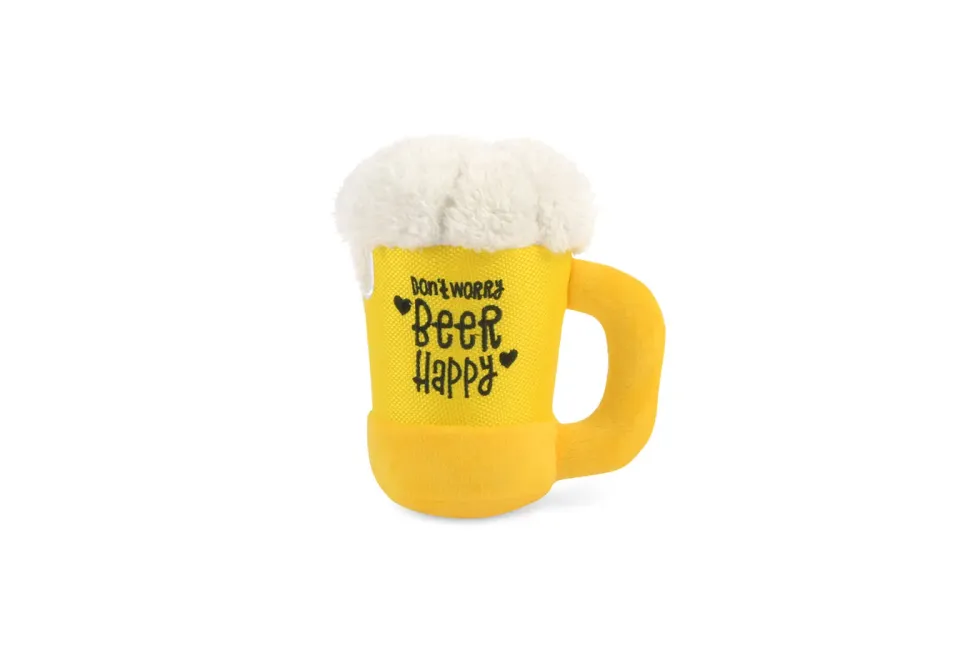 P.L.A.Y. Clive & Bacon Barking Beer hundleksak gul med pip