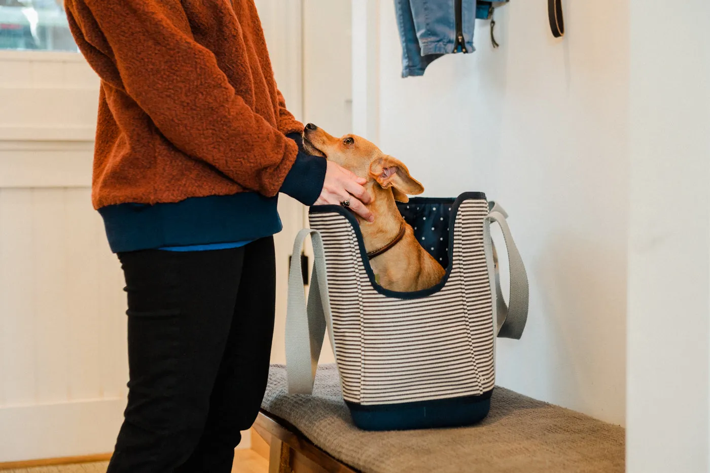 P.L.A.Y. LeftPine Navy Striped hundväska små hundar