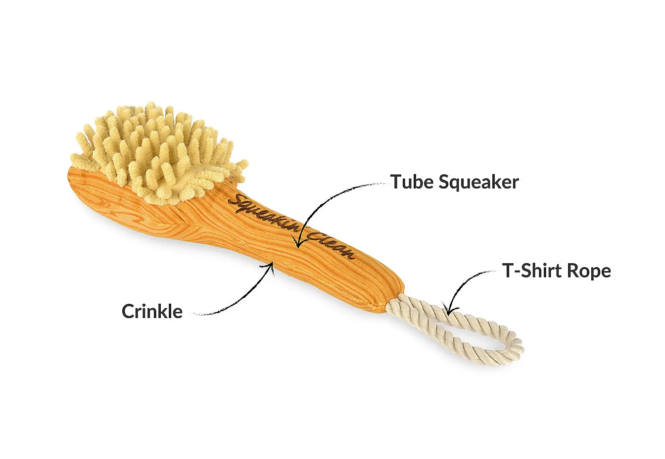 P.L.A.Y. Splish Splash Bark Bristles mjukisleksak med rep