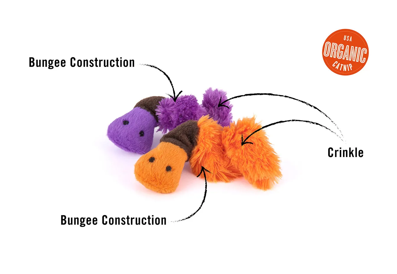 P.L.A.Y. Feline Frenzy Wiggly Wormies kattleksak 2-pack prassel