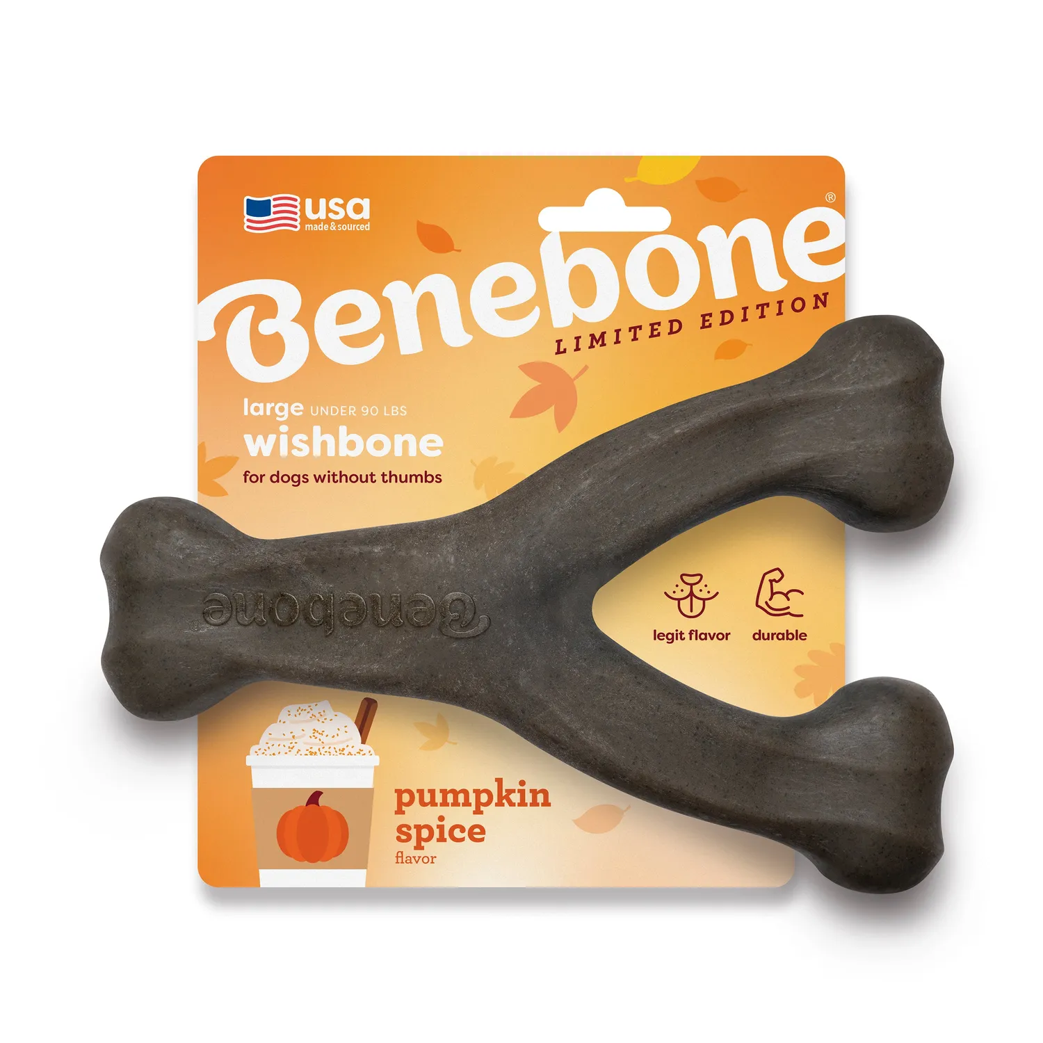 Benebone Pumpkin Spice Wishbone tuggben small pumpakrydda