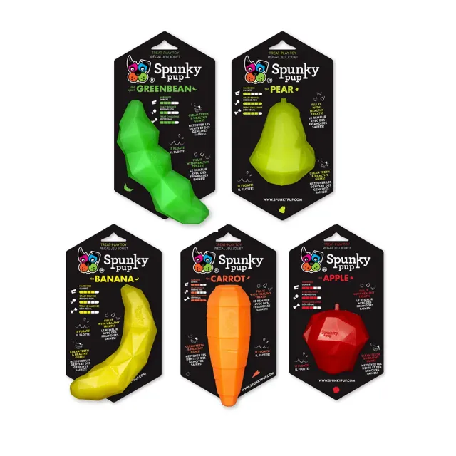 Spunky Pup Fruits Veggies godisleksak hund Banan gummi