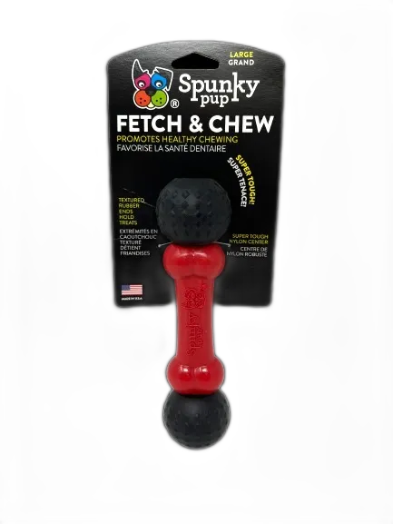 Spunky Pup Fetch & Chew tuggben small röd
