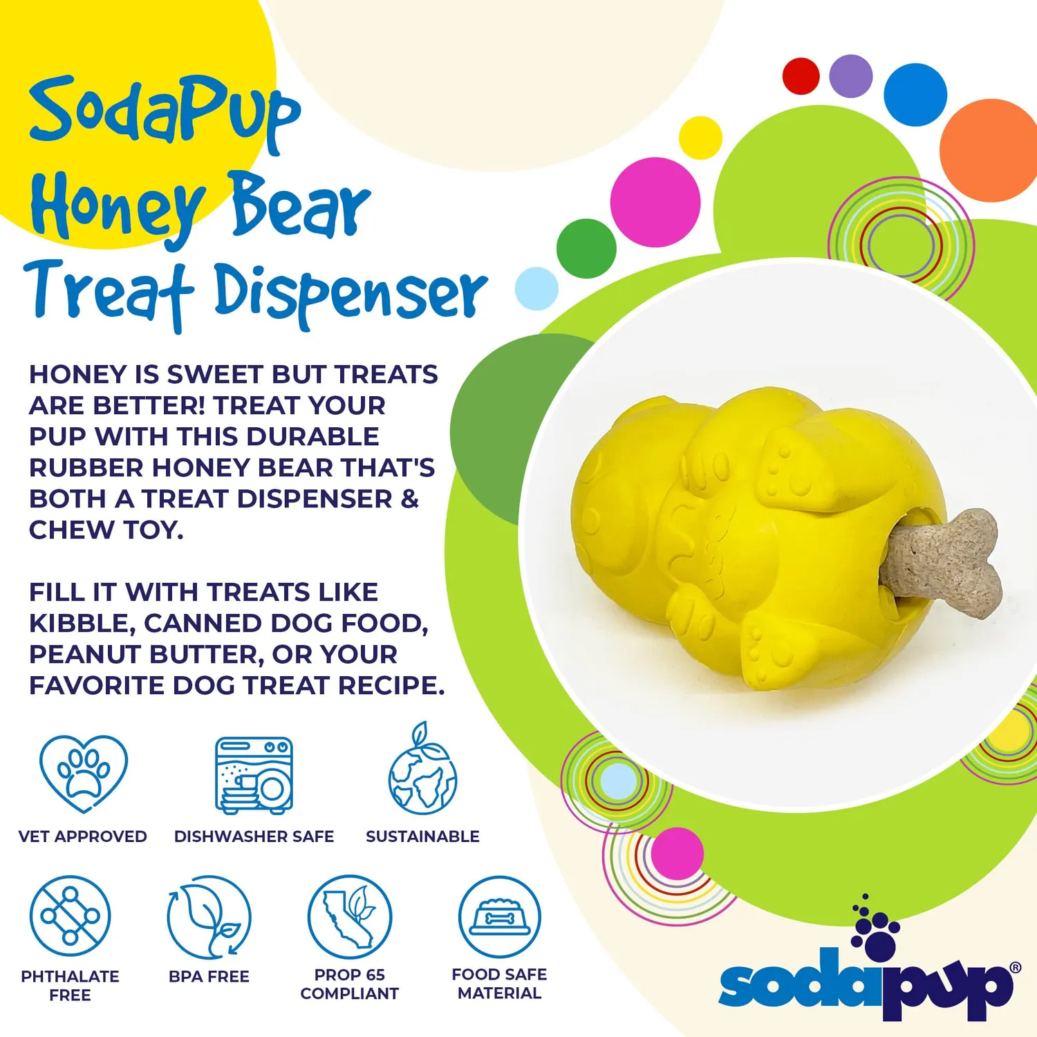 SodaPup Honey Bear godisdispenser medium gummi