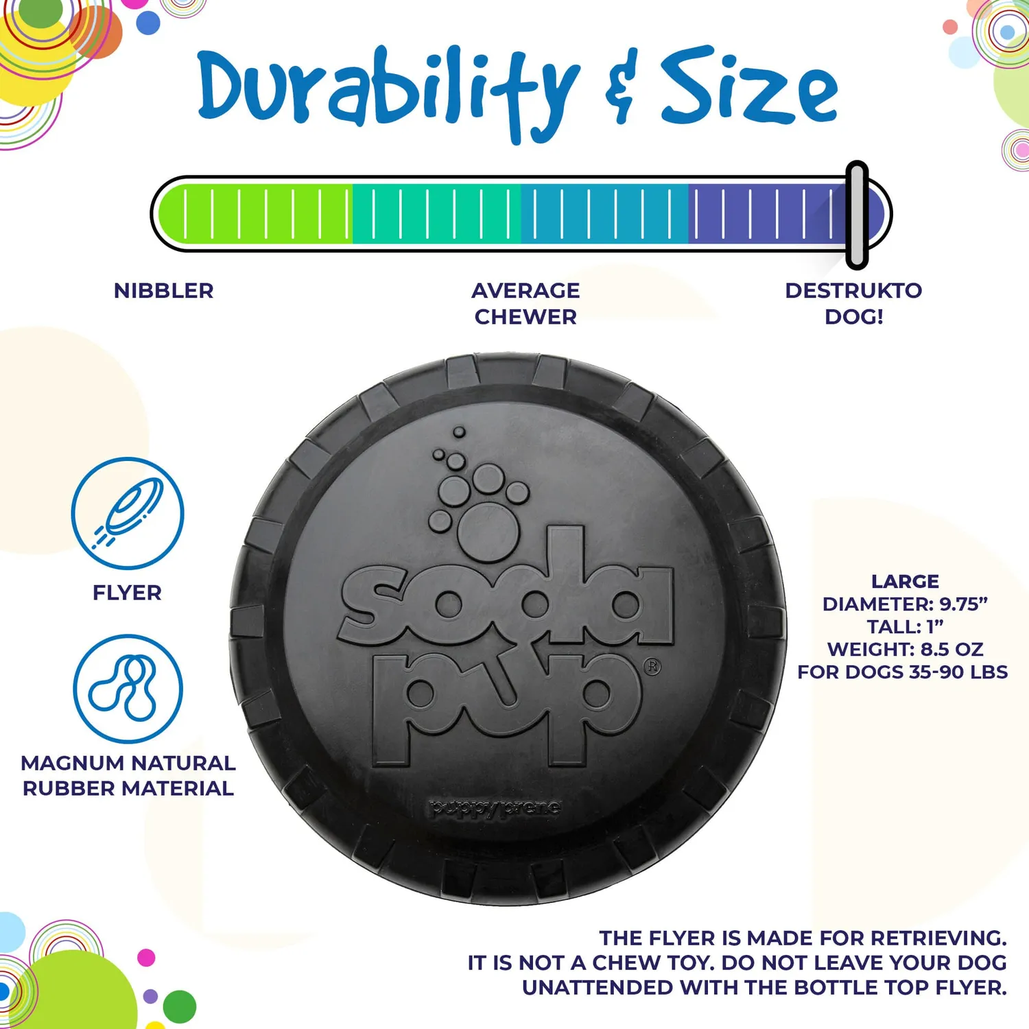SodaPup Magnum Bottle Top Flyer frisbee large svart