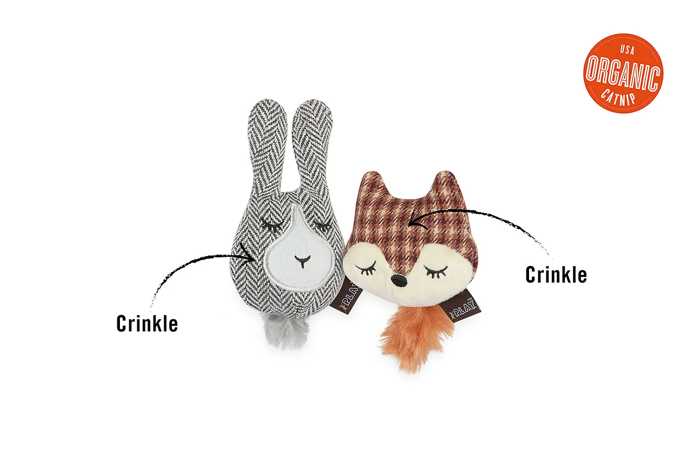 P.L.A.Y. Feline Frenzy Foxsy & Hopsy kattleksak 2-pack med kattmynta
