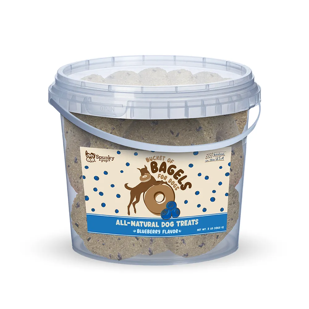 Spunky Pup Bagels hundgodis blåbär 1,36 kg hink