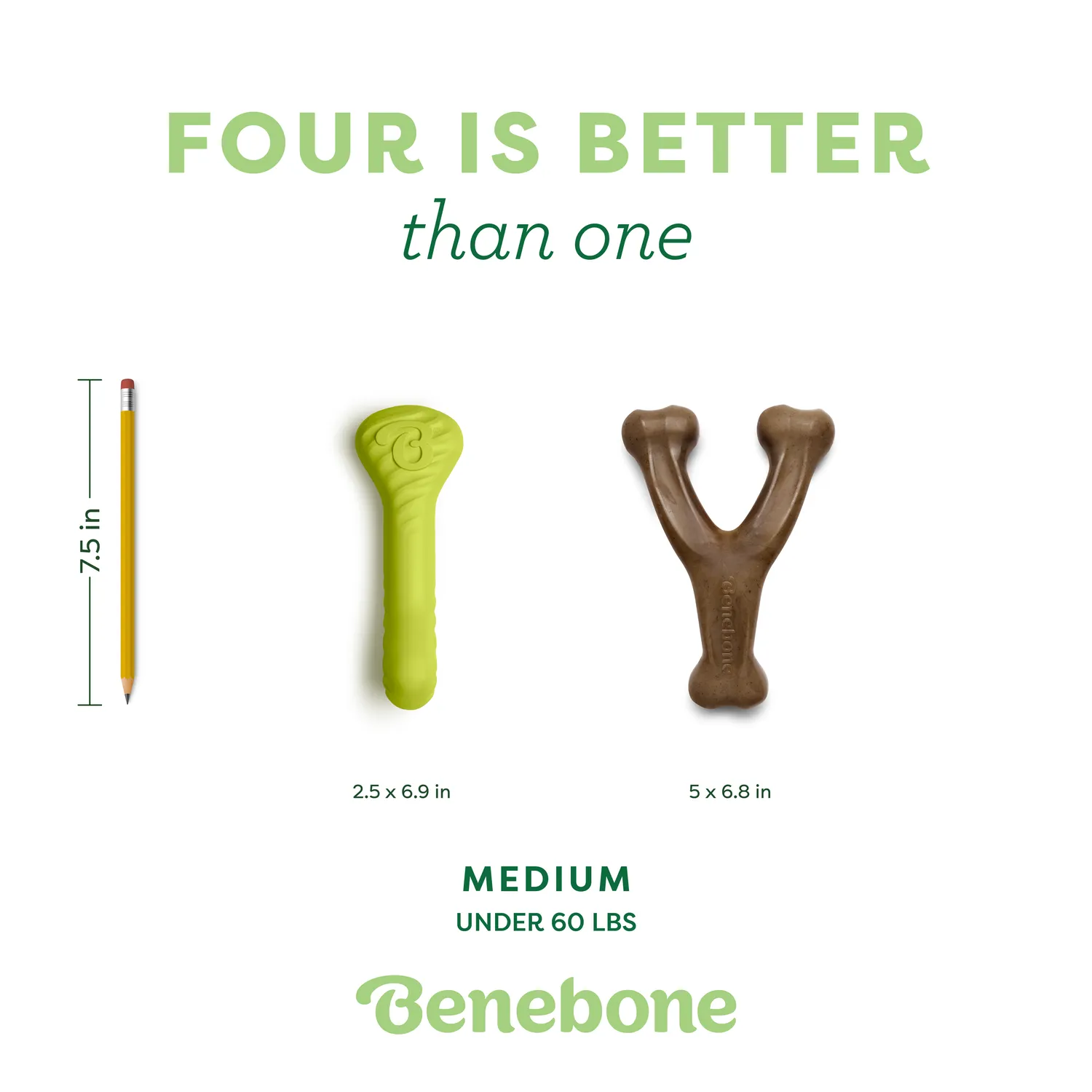 Benebone Chew & Chase Collection tuggleksak Medium 4-pack nylon