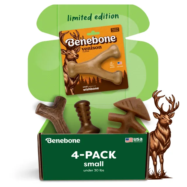 Benebone Limited Edition Venison Chew Collection tuggben 4-pack hjort