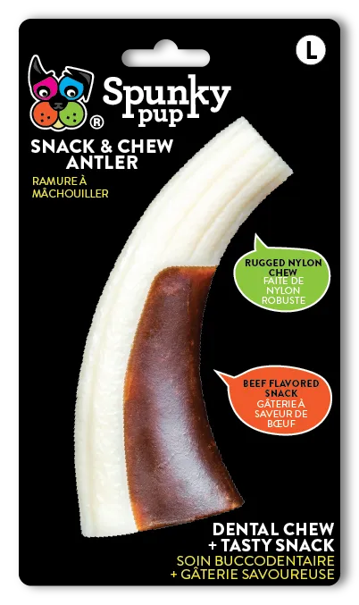 Spunky Pup Snack & Chew tugghorn Medium med nötsmak