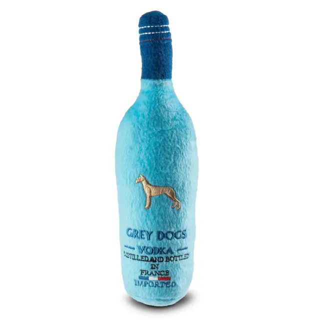 Dog Diggin Designs Grey Dogs Vodka hundleksak mjuk flaska