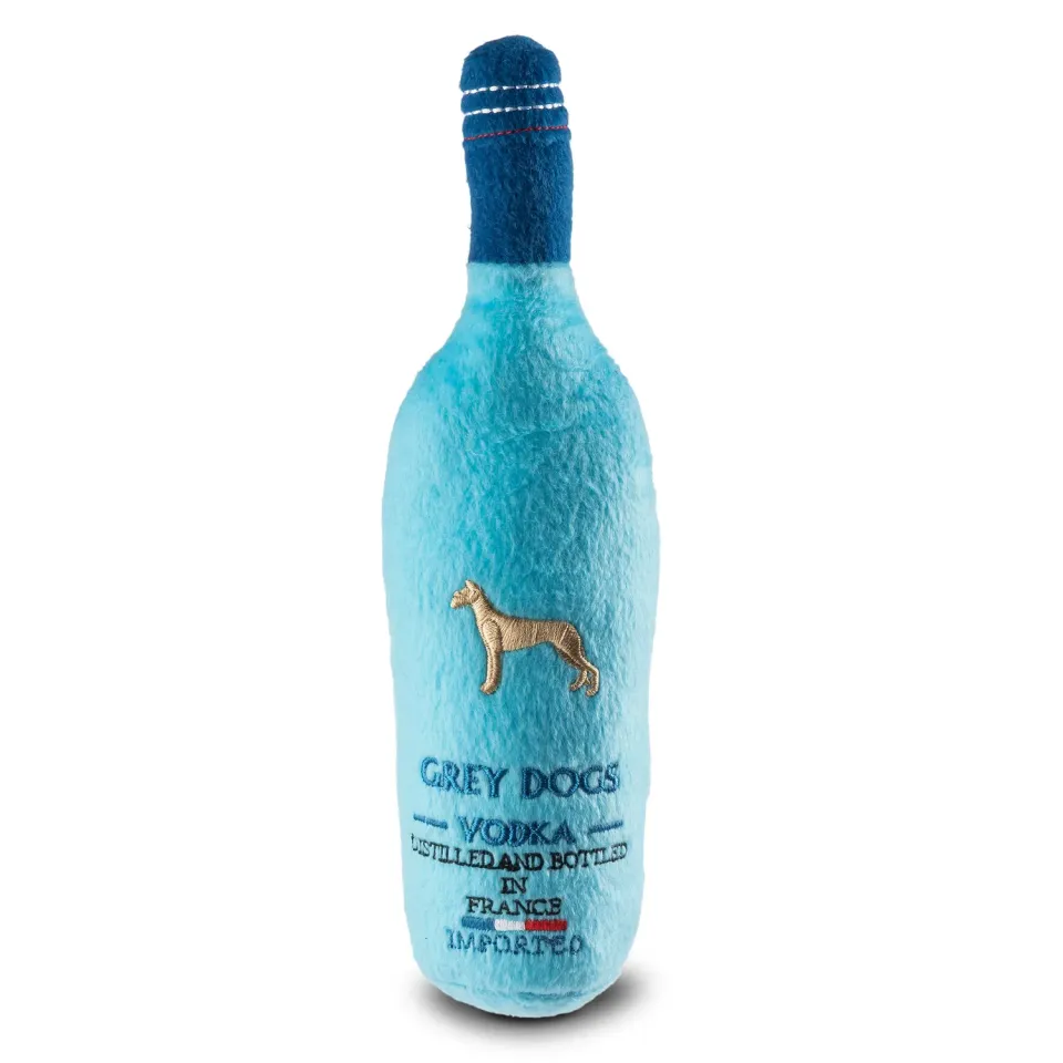 Dog Diggin Designs Grey Dogs Vodka hundleksak mjuk flaska