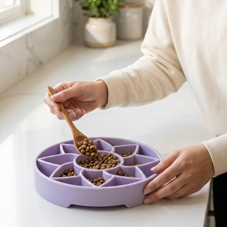 SodaPup Sunflower Softie eTray slow feeder gul lila