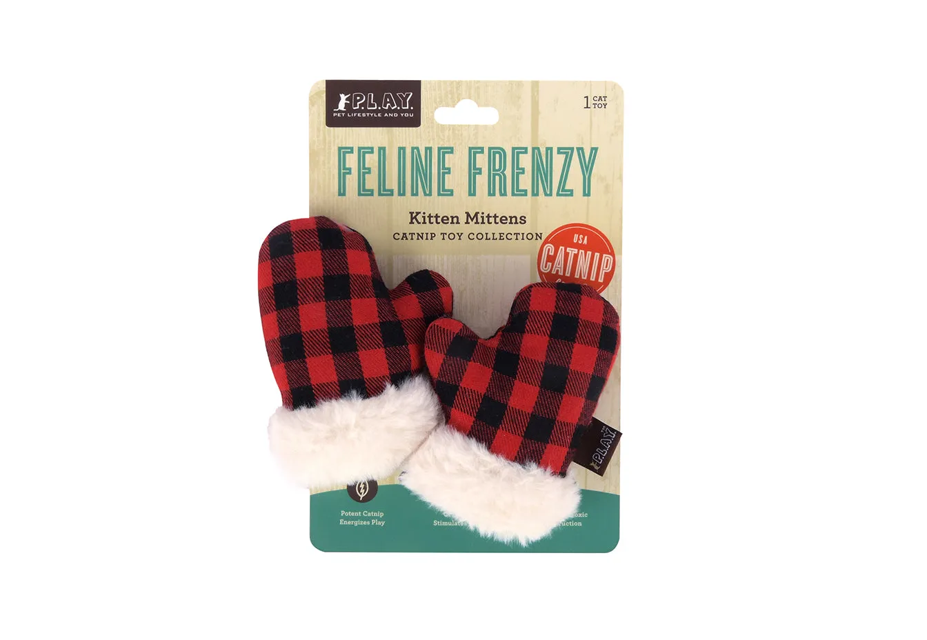 P.L.A.Y. Feline Frenzy Kitten Mittens kattleksak med kattmynta