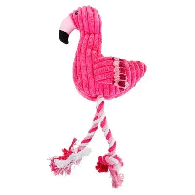 Pawtato Flamingo dragleksak plysch 34 cm med pip och rep