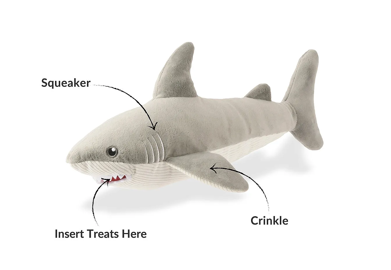 P.L.A.Y. Ocean Buddies Great White Gabe hundleksak haj med pip