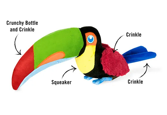 P.L.A.Y. Fetching Flock Tito the Toucan hundleksak stor med flaska