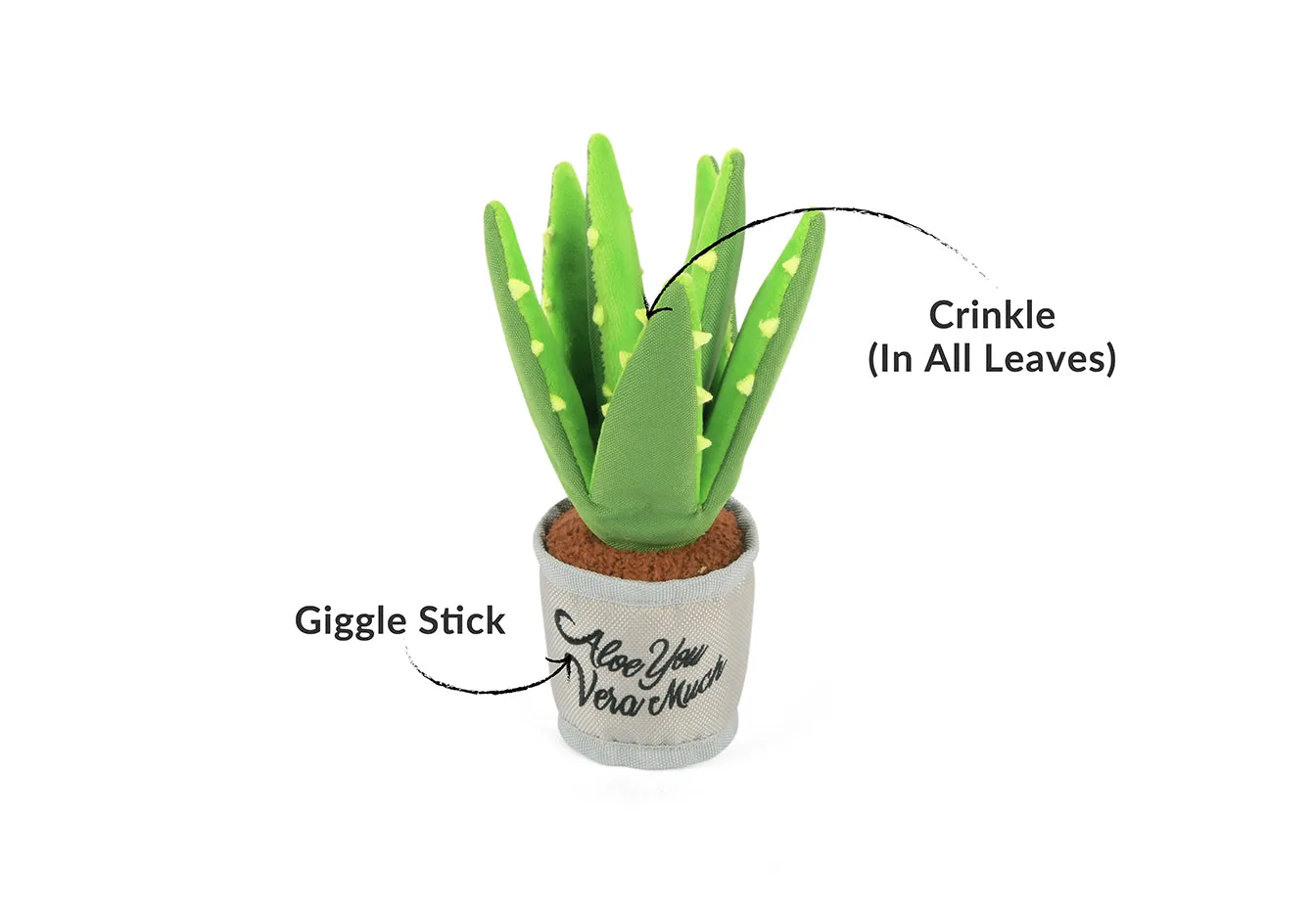 P.L.A.Y. Blooming Buddies Aloe hundleksak grön med prassel