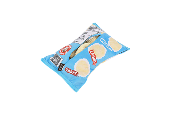 P.L.A.Y. Snack Attack Fluffles Chips hundleksak M med 3 pip