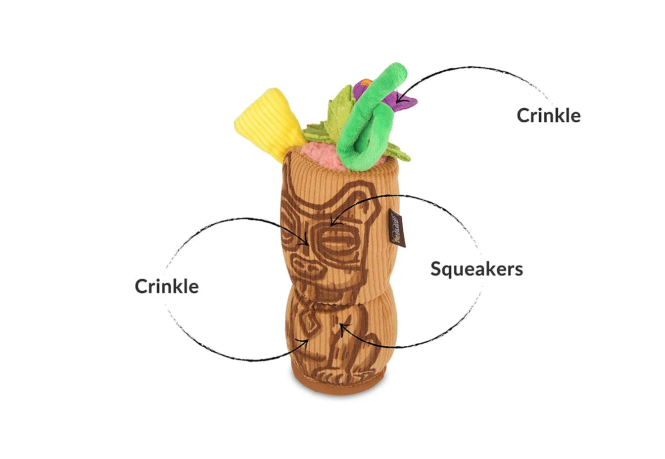 P.L.A.Y. Barktender Tiki Time hundleksak mjuk med pip