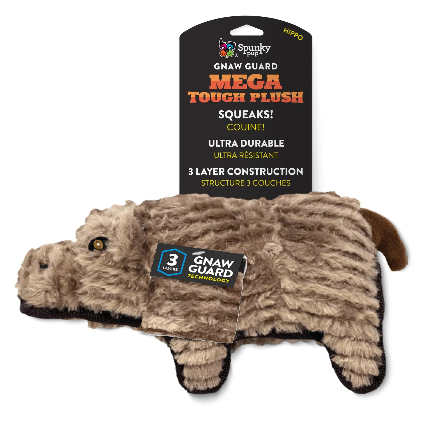 Spunky Pup Tough Plush Triple Stitch mjukisleksak Elefant Regular slitstark