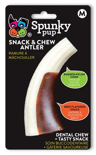 Spunky Pup Snack & Chew tugghorn Medium med nötsmak