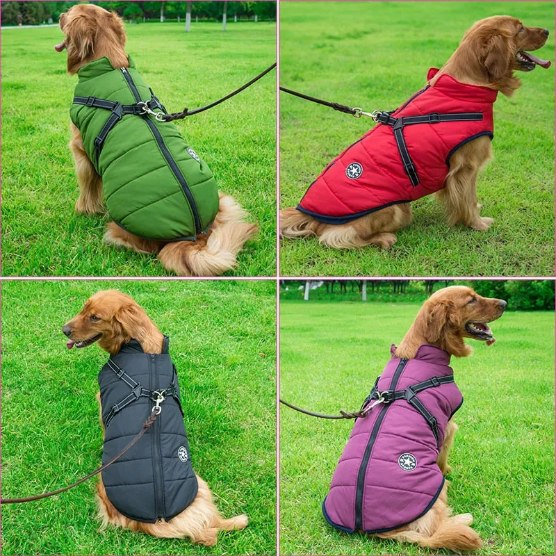 Pawtato vintertäcke hund med sele vattenavvisande