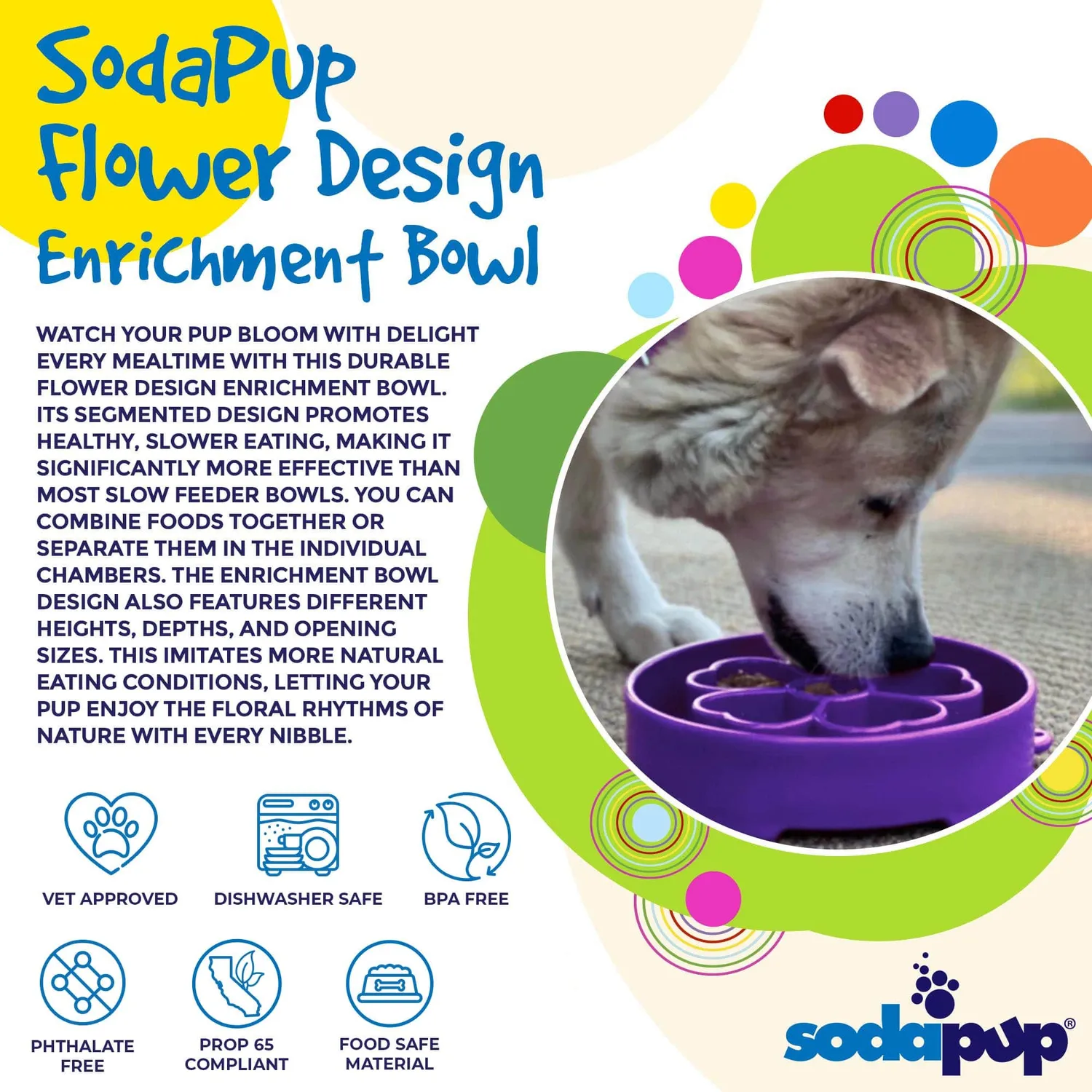 SodaPup Flower eBowl slow feeder pastel lila